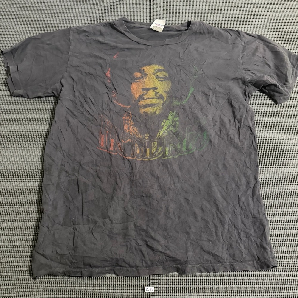 Junk Food Jimi Hendrix Graphic T-Shirt Gray XL Distressed Rasta Portrait